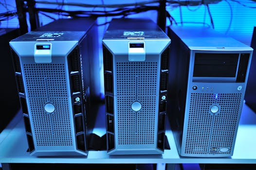 Close-up view of modern rack-mounted server units in a data center.